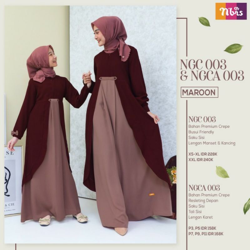 NIBRAS COUPLE || GAMIS ANAK NGCA003 /NGCA 003 - MAROON /LIGHT GREY #NBRS NGC #PROMO #ORI #OOTD#COD