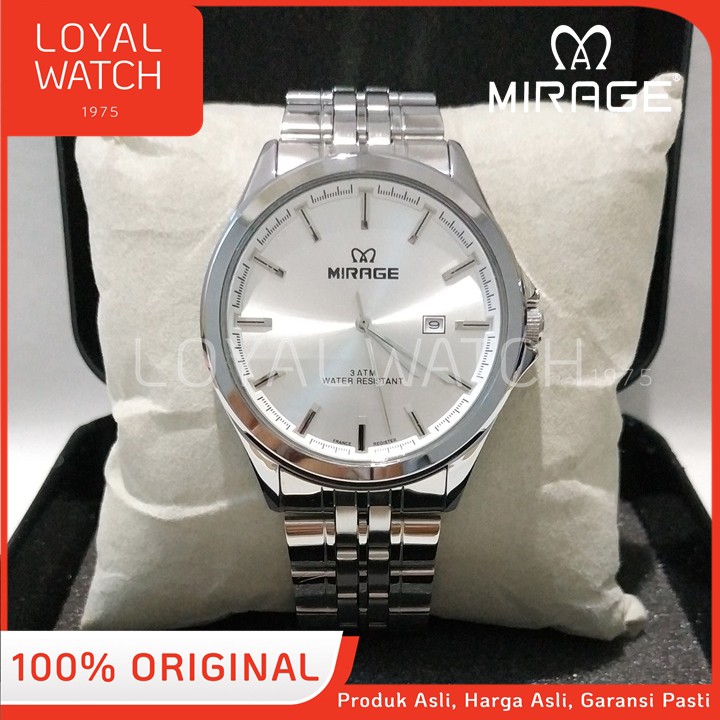 Jam Tangan Mirage Pria Mirage 8709 BRP PTH TGL M-2 Silver   Original Garansi Resmi