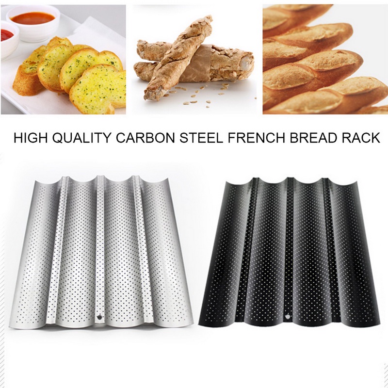 【4 Slots】Loyang Roti Baguette Non Sticky/Wave French Bread Baking Tray/Baguette Bake Mold