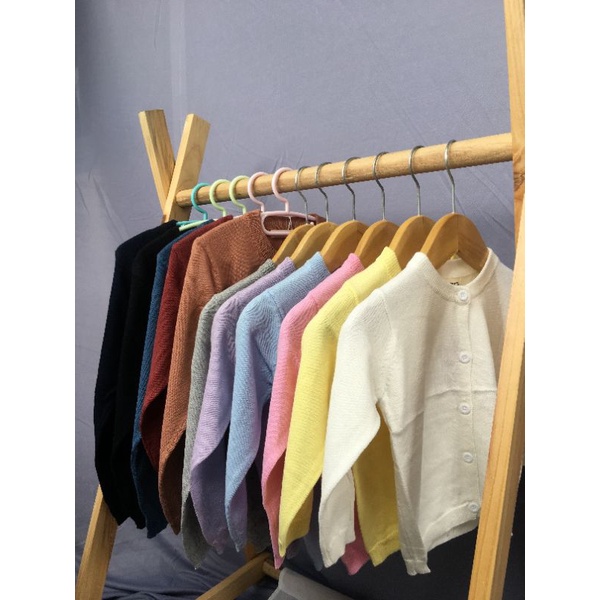 Cardigan anak polos unisex part 1 (putih, kuning, ungu, pink, biru muda , abu, tosca)