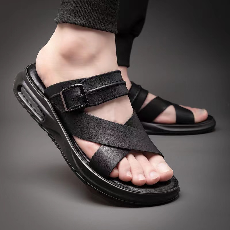 Sandal Pria Kulit Asli Original Sendal Cowok Terbaru Bagus Import Nyaman Dipakai Kualitas Baik Keren