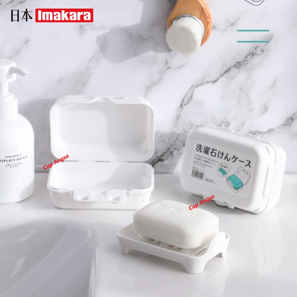 WADAH SABUN KAMAR MANDI KOTAK PERLENGKAPAN MANDI TRAVEL SOAP BOX IMAKARA JAPAN SABUN BATANG PORTABLE