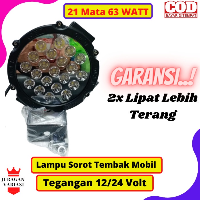 Lampu Tembak Sorot Kabut Led Motor Mobil Truk Truck 21 Mata 12-24 Volt