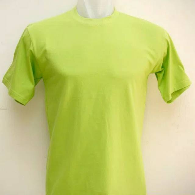 kaos polos lengan pendek warna hijau stabilo