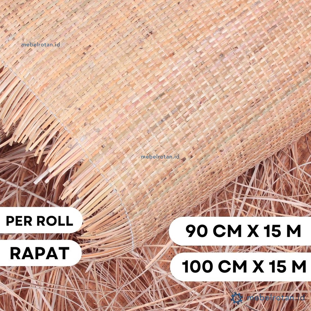 Anyaman Rotan Lembaran Alami | Webbing Rapat 90/100 CM | Per Roll