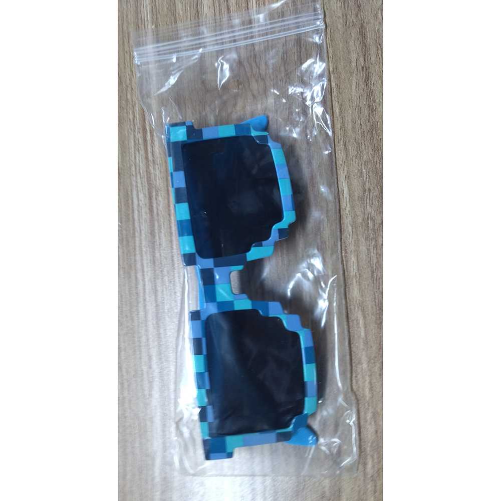 Kacamata Anak Model Pixel Minecraft Mosaics UV400 / Kacamata Anak Laki Laki Perempuan Cowo Cowok Cewe Cewek Anak2 Umur 1 2 3 4 5 Tahun Lucu Import Fashion Hitam Imut Kecil Model Pixel Karakter Mine Carft Biru Frost Diamond Keren Murah Original