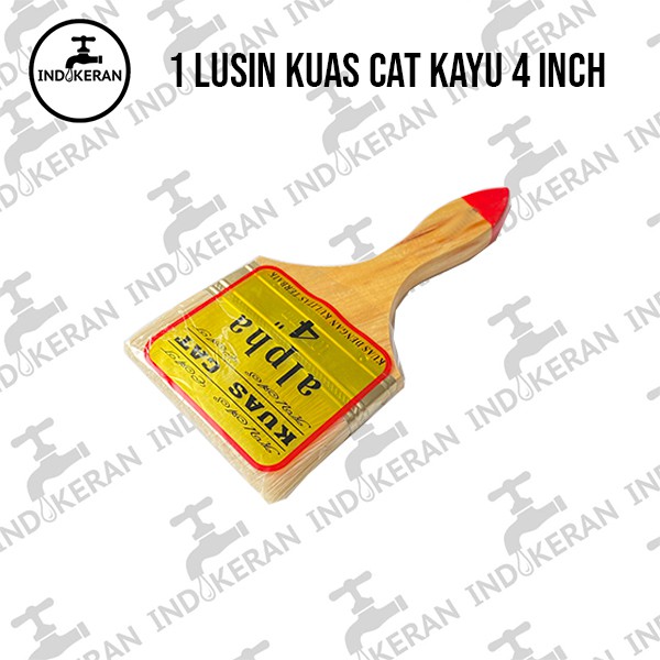 INDOKERAN - 4 Inch - Grosir Lusin Kuas Cat Gagang Kayu - High Quality