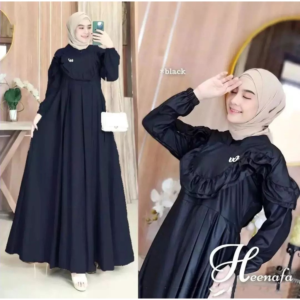 HEENAFA DRESS BL BAHAN TOYOBO LD 110 CM PB 138 GAMIS LEBARAN WANITA TERBARU 2023 SIMPLE DRESS SIMPLE HIJAN MAXI DRESS KOREAN STYLE MUSLIM