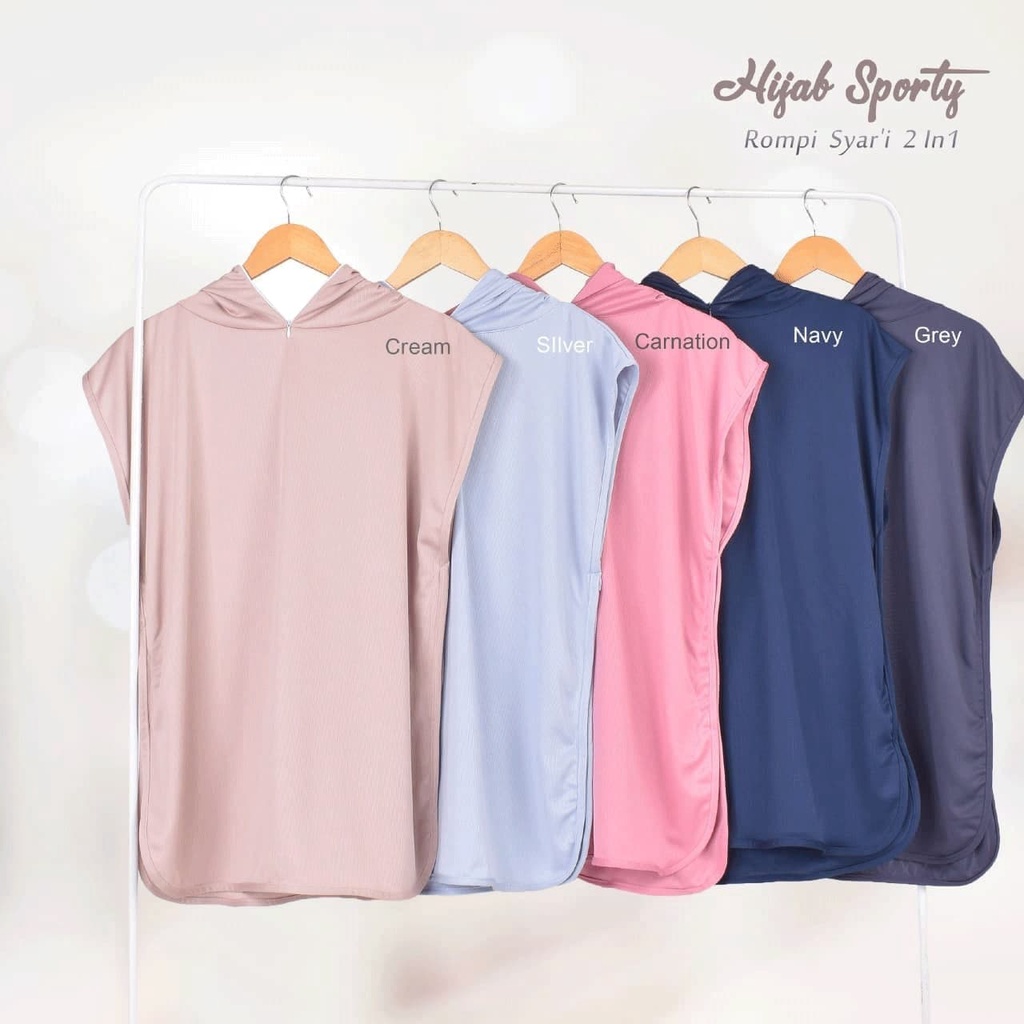 Hijab Rompi Sporty Hoodie Syari / Jilbab Senam Sporty / Jilbab Instan / Baju Olahraga-1