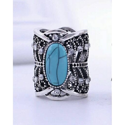 cincin / ring hiasan jilbab silver mata biru