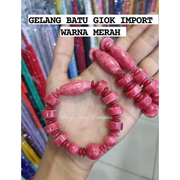 Gelang Batu Giok Burma Warna Merah Asli - Batu Giok Import Original
