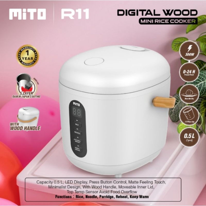 Mito Rice Cooker Digital R 11 Mito R11 Kapasitas 0.5 Liter 8 in 1 RESMI