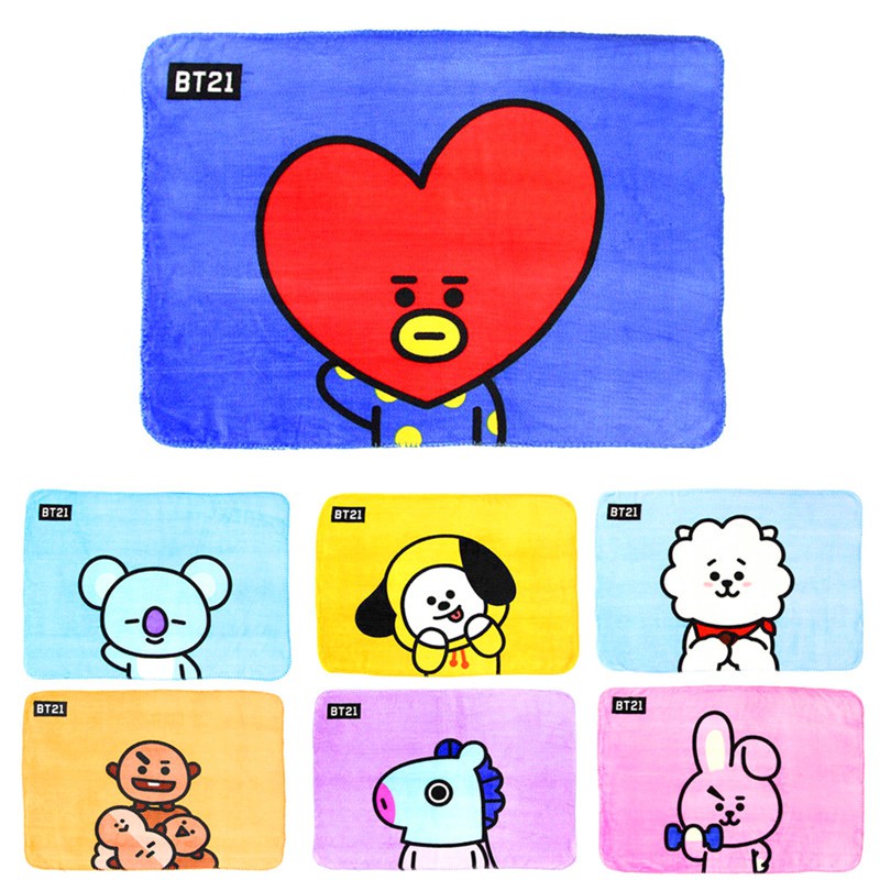 [Bayar Di Tempat]Kain Flannel Lembut Gambar Kartun Kpop BTS bt21