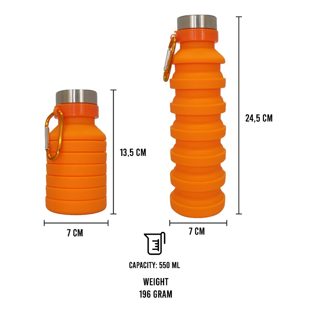 Botol Minum Telescopic Silicone 550 ml Bottle Lipat Camping Outdoor