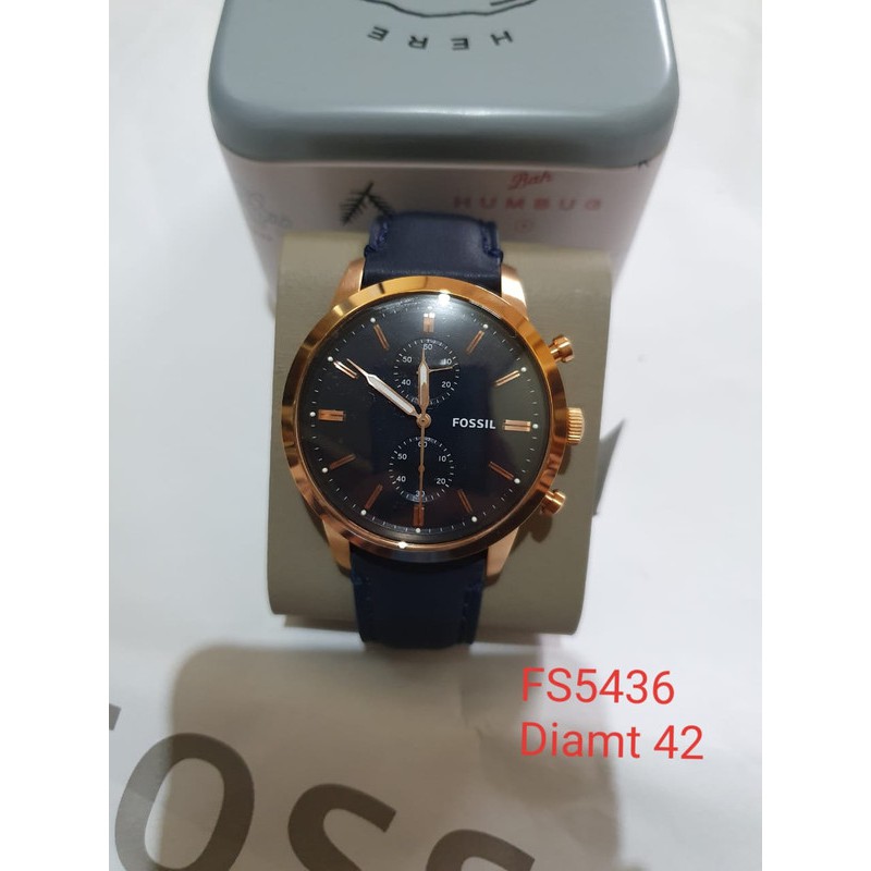 jam fossil leather watch navy fs5436