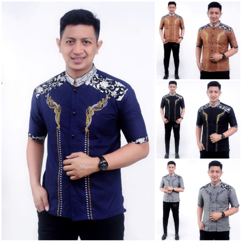 baju koko dewasa lengan pendek pria dewasa ukuran m L xl batik veldanava kode 00123