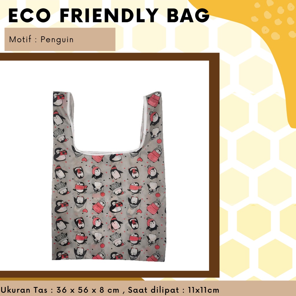 Tas Belanja Lipat / Eco Friendly Bag / Ecobag / go green / Serbaguna Motif