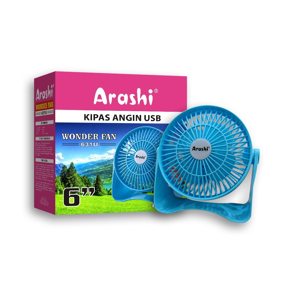 Arashi Kipas Angin Mini / Kipas Angin Portable 6&quot; USB Wonder Fan 631U