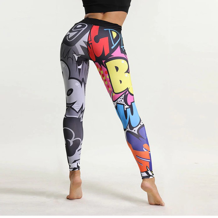 TBI Import 3D High Waist Sport Legging Printed Bow Pants Yoga Running