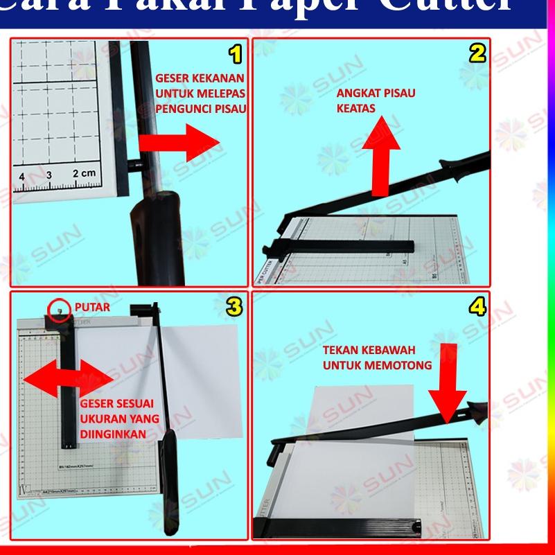 

Flash Sale Paper Cutter A5 Alat Potong / Mesin Pemotong Kertas HVS, Sticker, Dos, PVC ID Card, Yellow Board, Art Paper, Vinyl. Bontax Camel, Kertas Photo Glossy Silky ..