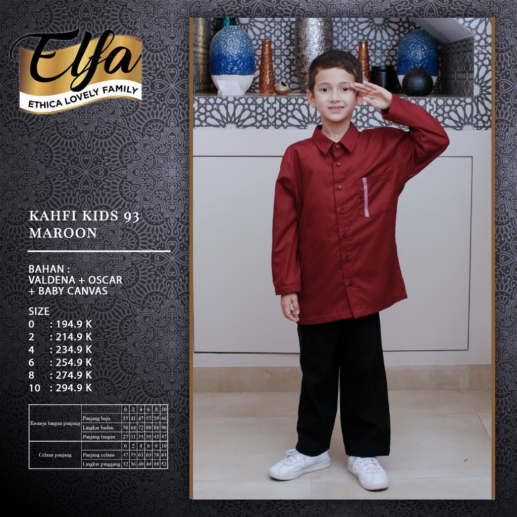 ETHICA | SETELAN BAJU KOKO ANAK KAHFI KIDS 93 MAROON, MARSALA D20P