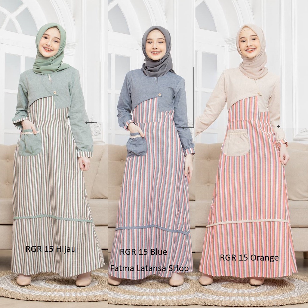 gamis tanggung rauna rgr 15 baju remaja / gamis remaja / dress wanita tanggung / baju anak navy hija