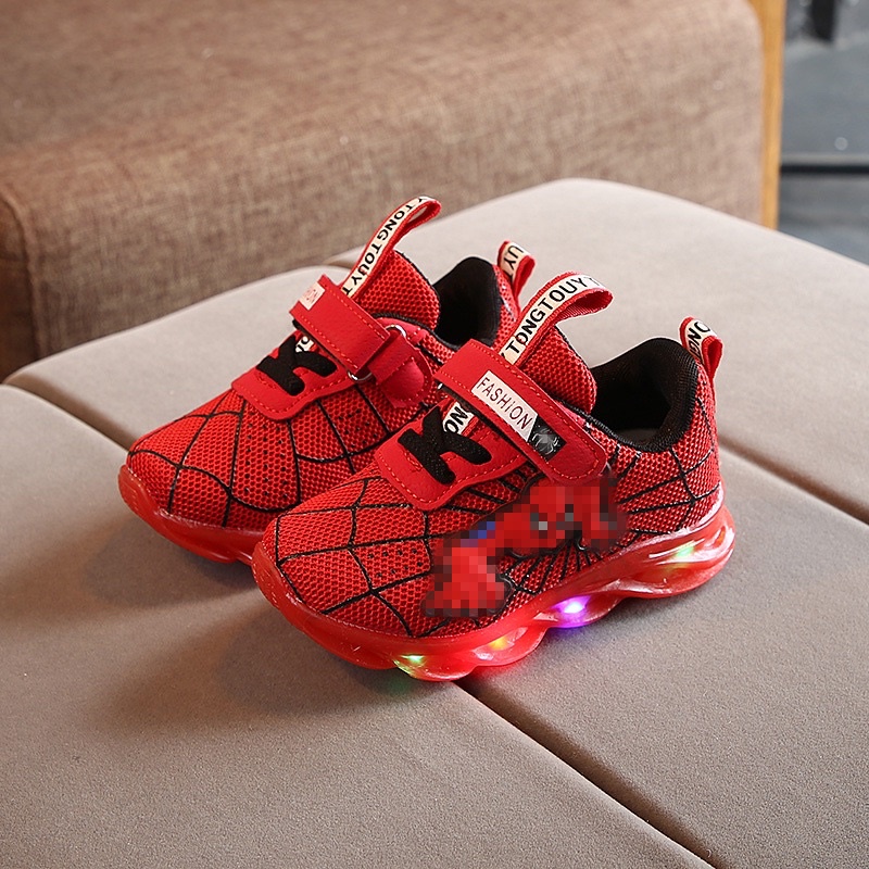 Sepatu Anak Laki Laki Spiderman / Sepatu Sneaker Anak Cowok / Sepatu Anak LED / Sepatu Anak Cowok