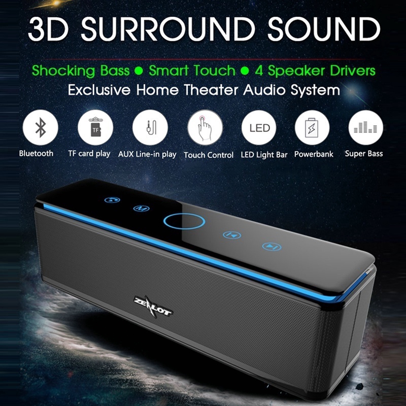 Zealot S7 Touch Wireless Speaker Bluetooth Subwoofer Portable