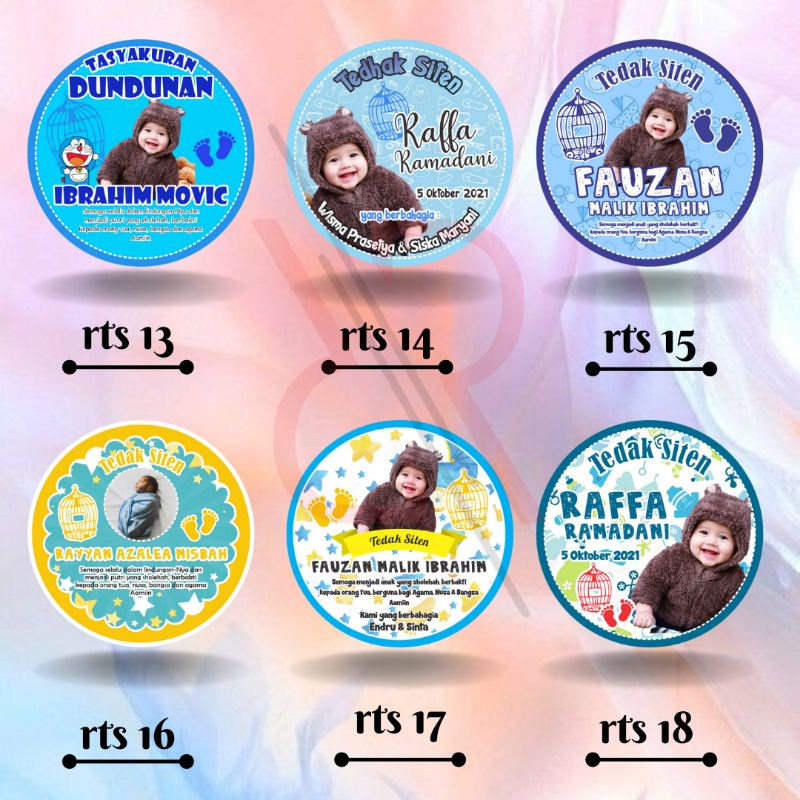 Free Desain Stiker Aqiqah Ultah Birthday Tedak Siten Dundunan Custom