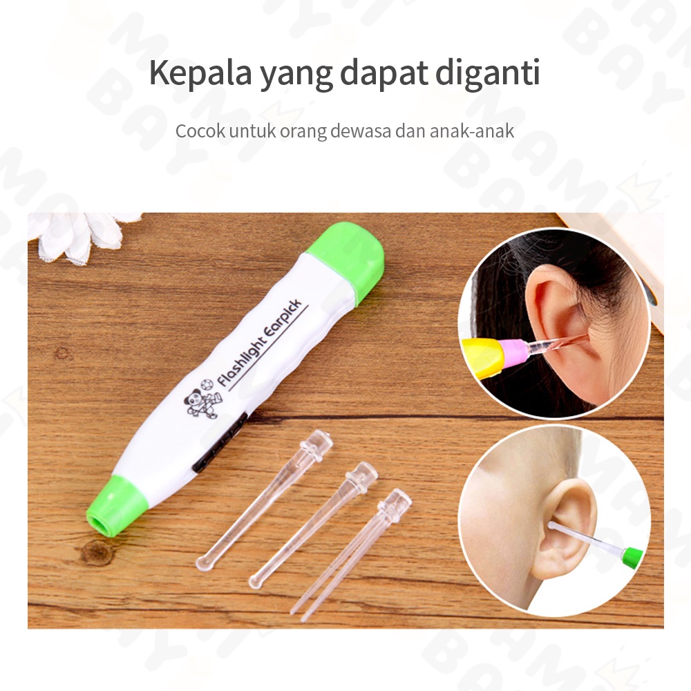 OKEYI Pembersih telinga bayi anak LED korek kuping lampu senter earpick flashlight