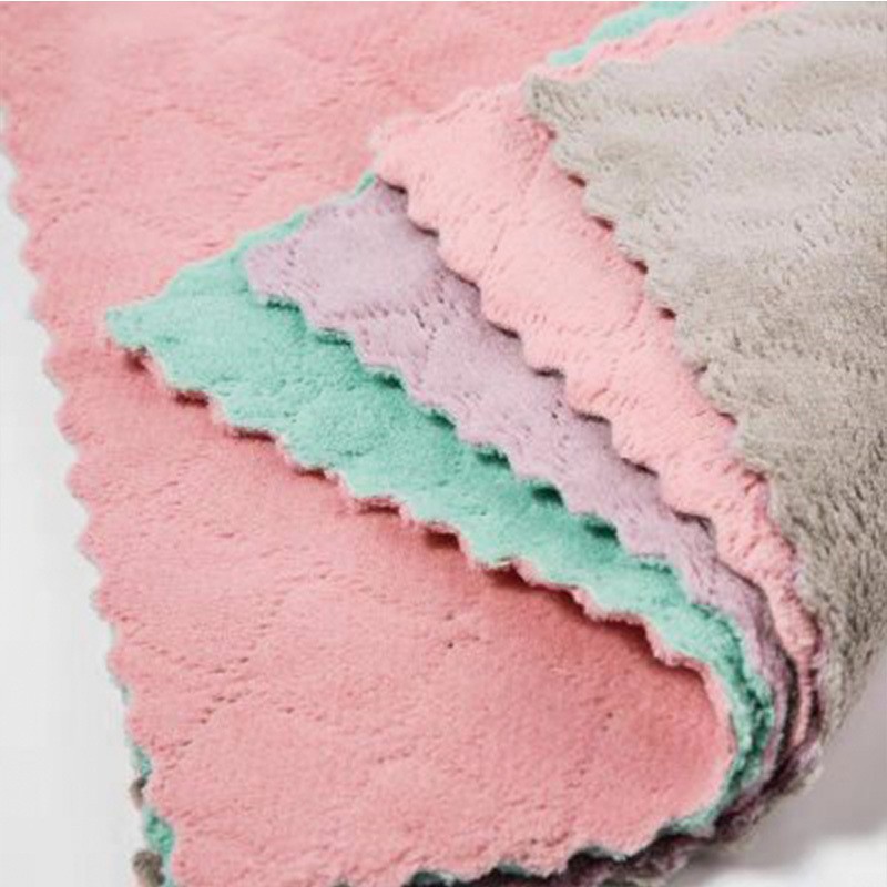 Kain Lap dapur meja piring susu bayi tebal anti minyak microfiber fleece tangan bahan lembut