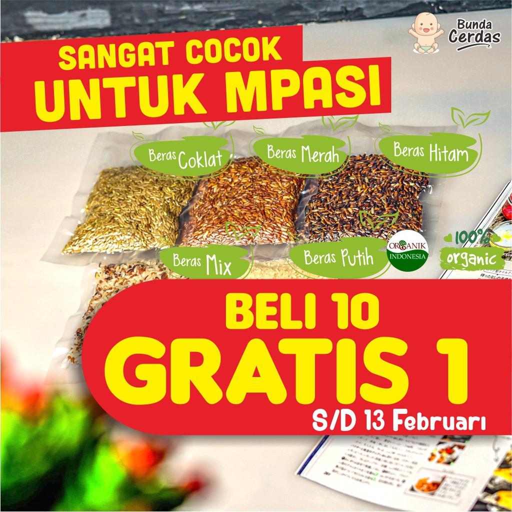 

GOWEYEE-BERAS ORGANIK MPASI 100gr EXPORT JEPANG ( Organic Rice ) Merah Hitam Putlh