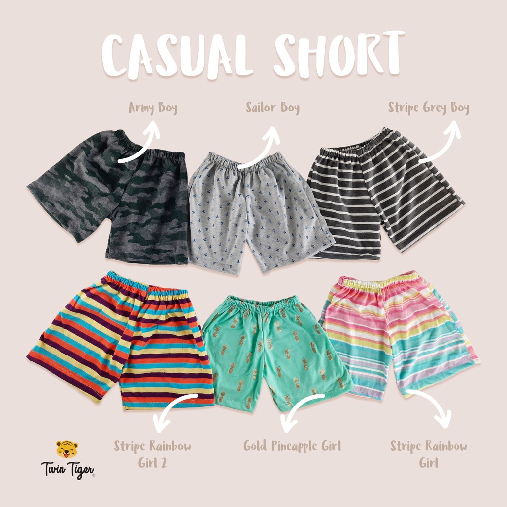 Twin Tiger Casual Short Celana Pendek Kolor Anak 0 - 6 Tahun