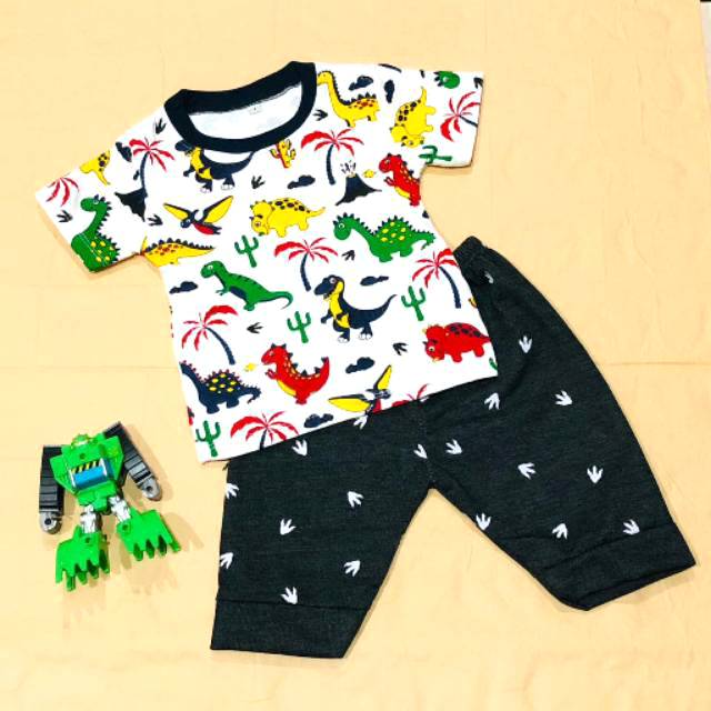 SETELAN BAJU  ANAK  ANAK  USIA  6  24 BULAN  GAMBAR  DINO FULPRIN 