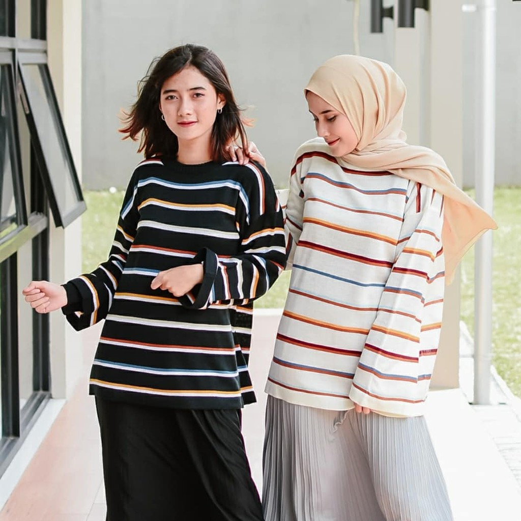 Cardigan Rajut Wanita STRIPY RAINBOW / Kardigan Rajut STRIPY RAINBOW / Rajut Cardigan STRIPY RAINBOW