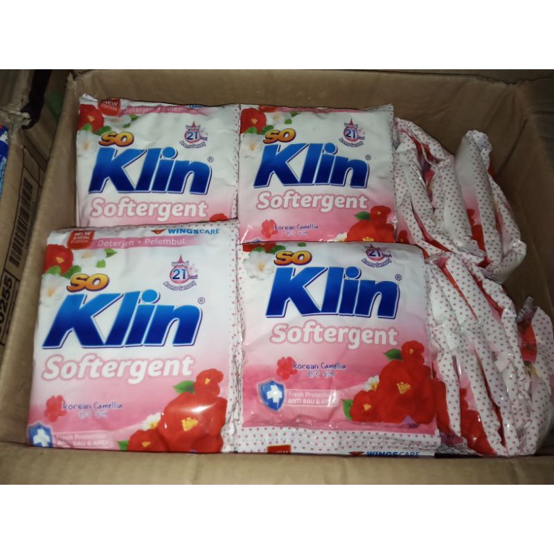 Soklin Softergent detergent bubuk Korean Camellia satu renceng 6 sachet
