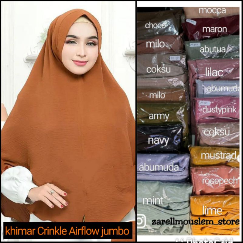 ZAZIZESTORE - KHIMAR JUMBO CRINKLE AIRFLOW / JILBAB AIRFLOW CRINKLE / HIJAB SYAR'I