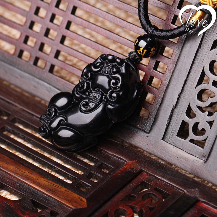 Natural Obsidian Pendant Crystal Necklace Lucky Fortune Pasangan Pendant