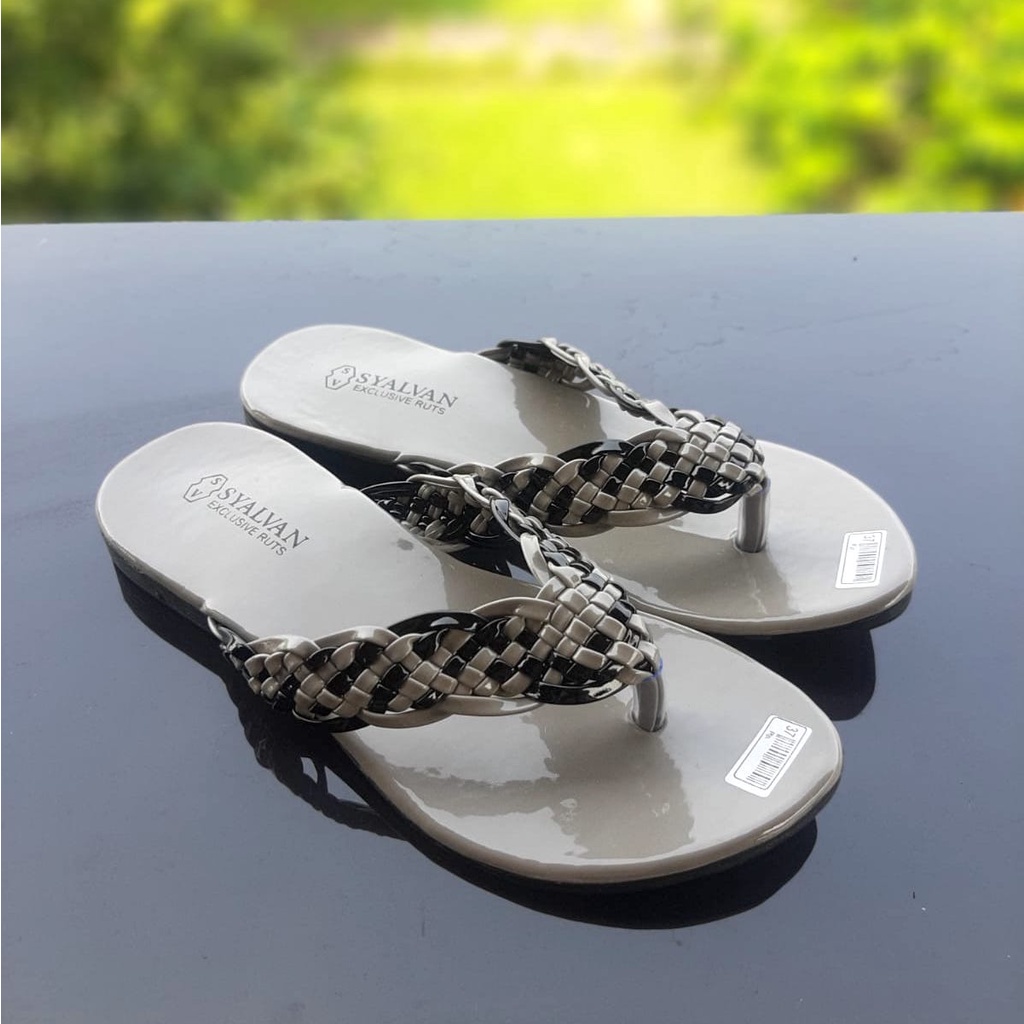SDPD09 Sandal Wanita Perempuan Sandal Teplek Jepit - Motif Rajut