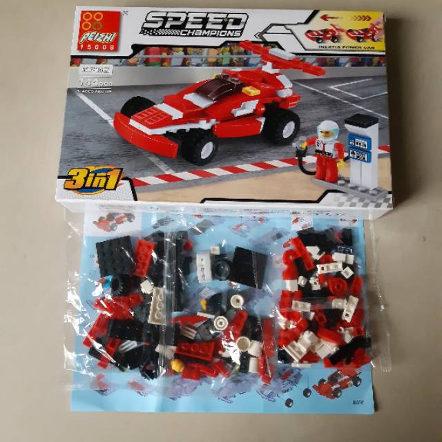 Block Mobil Balap 3 in 1 Speed Champions Car 144 pcs Brick Balok Susun Peizhi