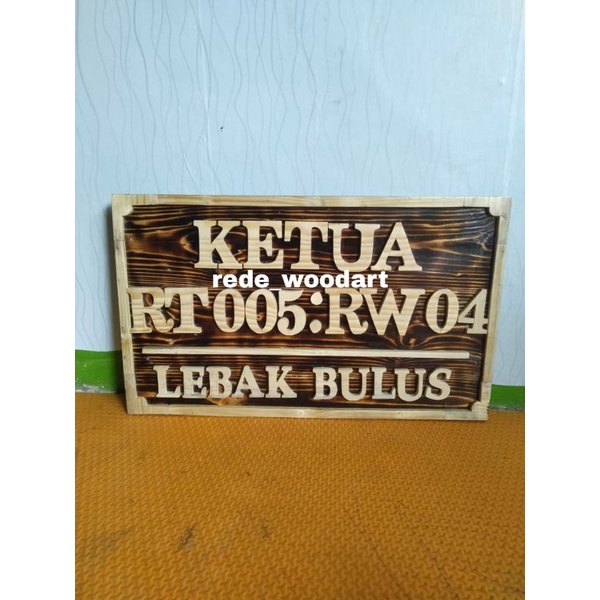 Papan Nama Kayu Ketua RT RW Papan Nama Kayu ukuran 60 x 40 cm