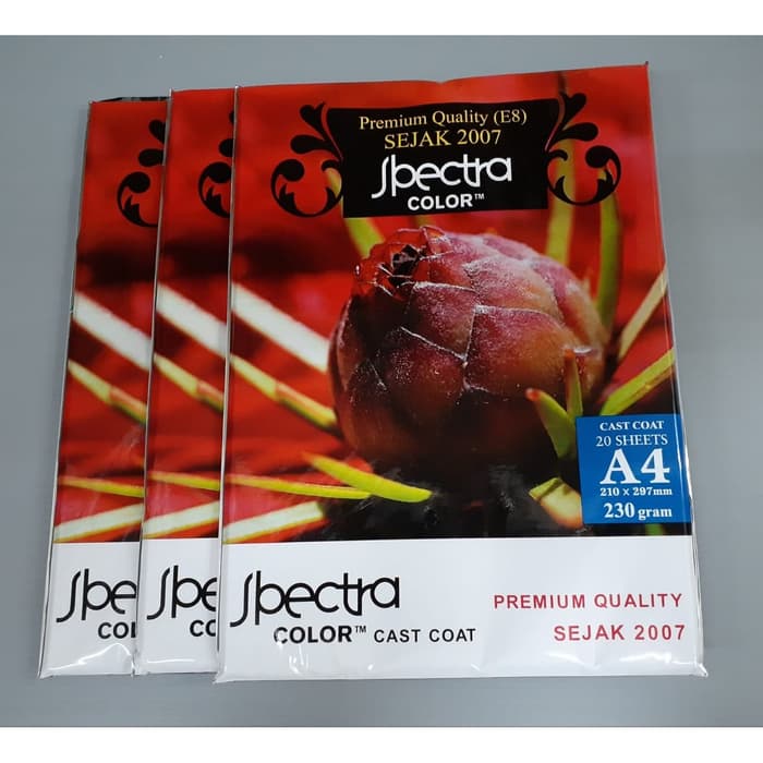 

KERTAS FOTO SPECTRA COLOR GLOSSY PAPER A4 230 GRAM 20 LEMBAR