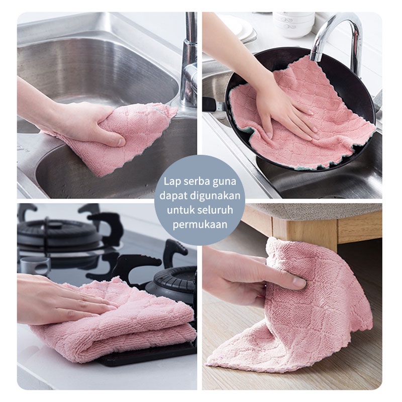 kain lap piring anti minyak / kain lap dapur tebal microfiber 28×17