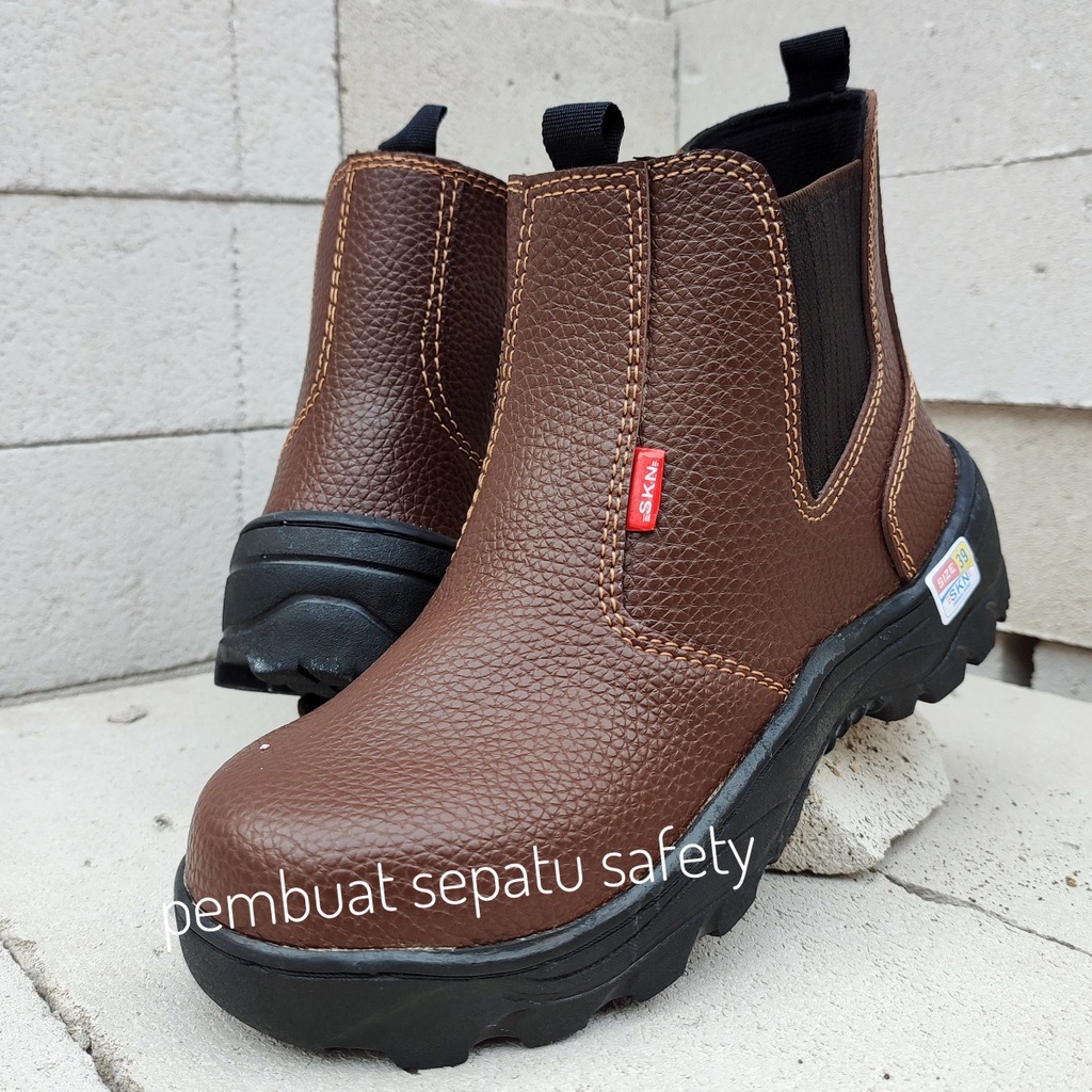 Sepatu Safety King Skn Ujung Besi Kulit Buatan Import Terlaris Kerja Bengkel Kitchen Pabrik Sepatu Kerja