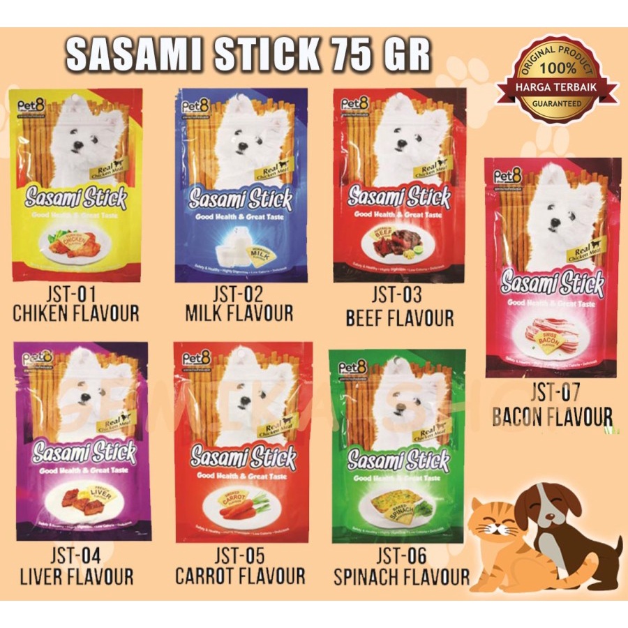 SASAMI STICK ALL FLAVOUR 75gr - SNACK ANJING