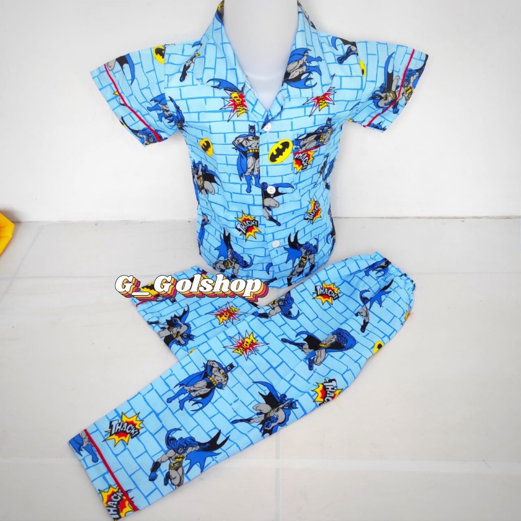 PIYAMA ANAK LAKI-LAKI 0-12 TAHUN MOTIF BATMAN, BAJU TIDUR ANAK, STELAN ANAK MODEL TERBARU TREND 2021