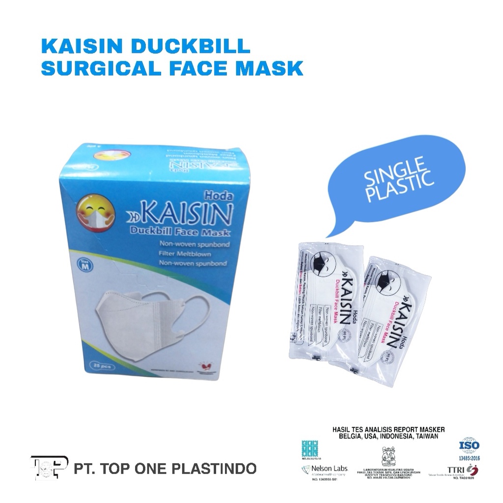 KAISIN DUCKBILL SURGICAL FACE MASK / MASKER DUCKBILL KAISIN  / ISI 25 PCS