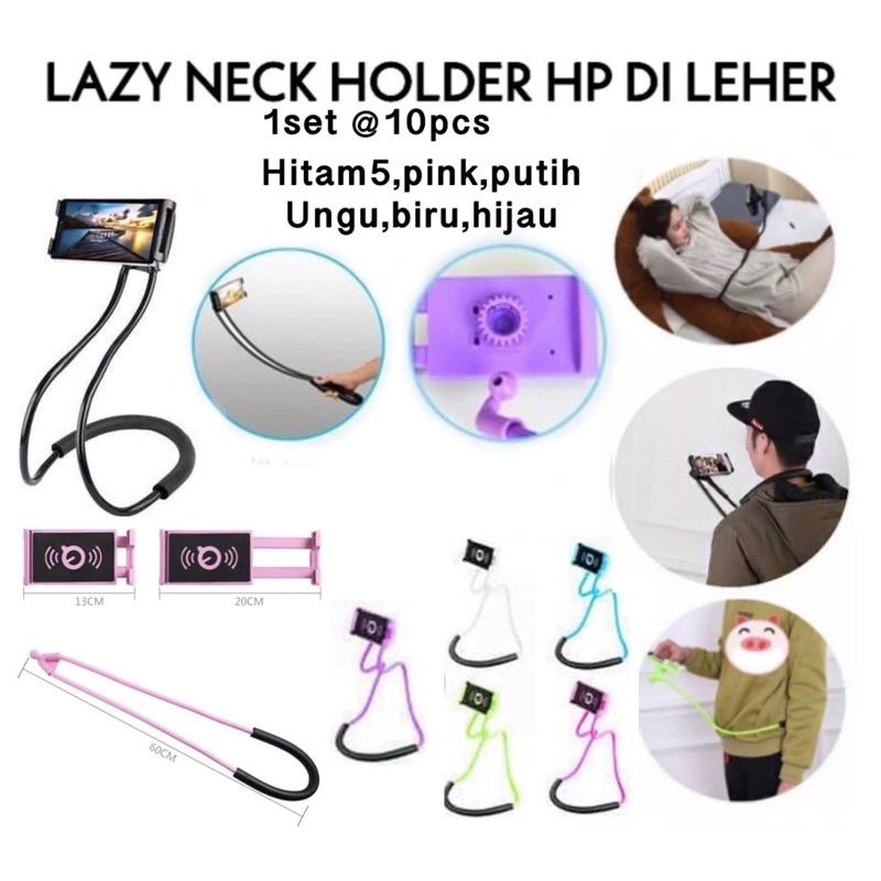 Holder leher Hp flexible / Lazypod Leher / Lazy hanging neck cell phone stand mount necklace