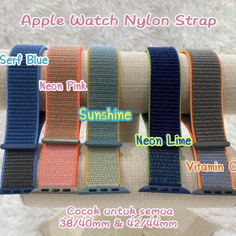 Tali✅iwatch Nylon Strap Sport Loop Band For T55 T500 HW12 HW22 Series 7/6/5/4/3/2/1/SE Untuk iWatch 38/40mm 42/44mm