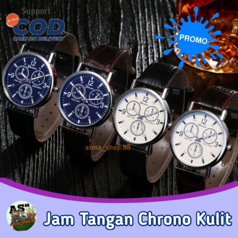 Jam Tangan Pria Analog bukan Led Digital Sport Cowok Wanita Strap Kulit Keren Korea Kekinian Terlaris Promo Murah bisa Cod Belum Anti Air